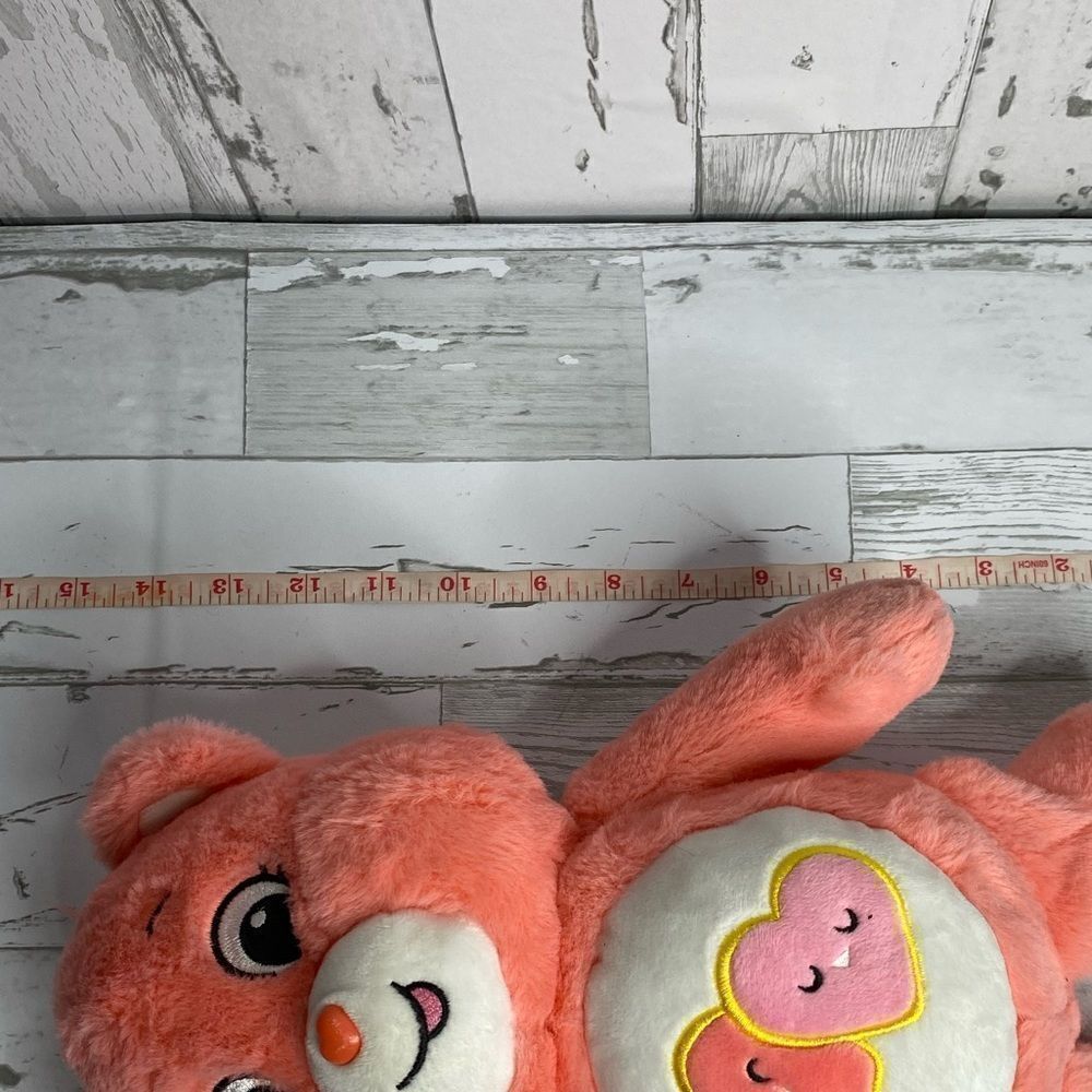 Care Bears 14" Plush -Love-A-Lot Bear Hearts On Belly Have Faces Soft Huggable - Picture 5 of 6